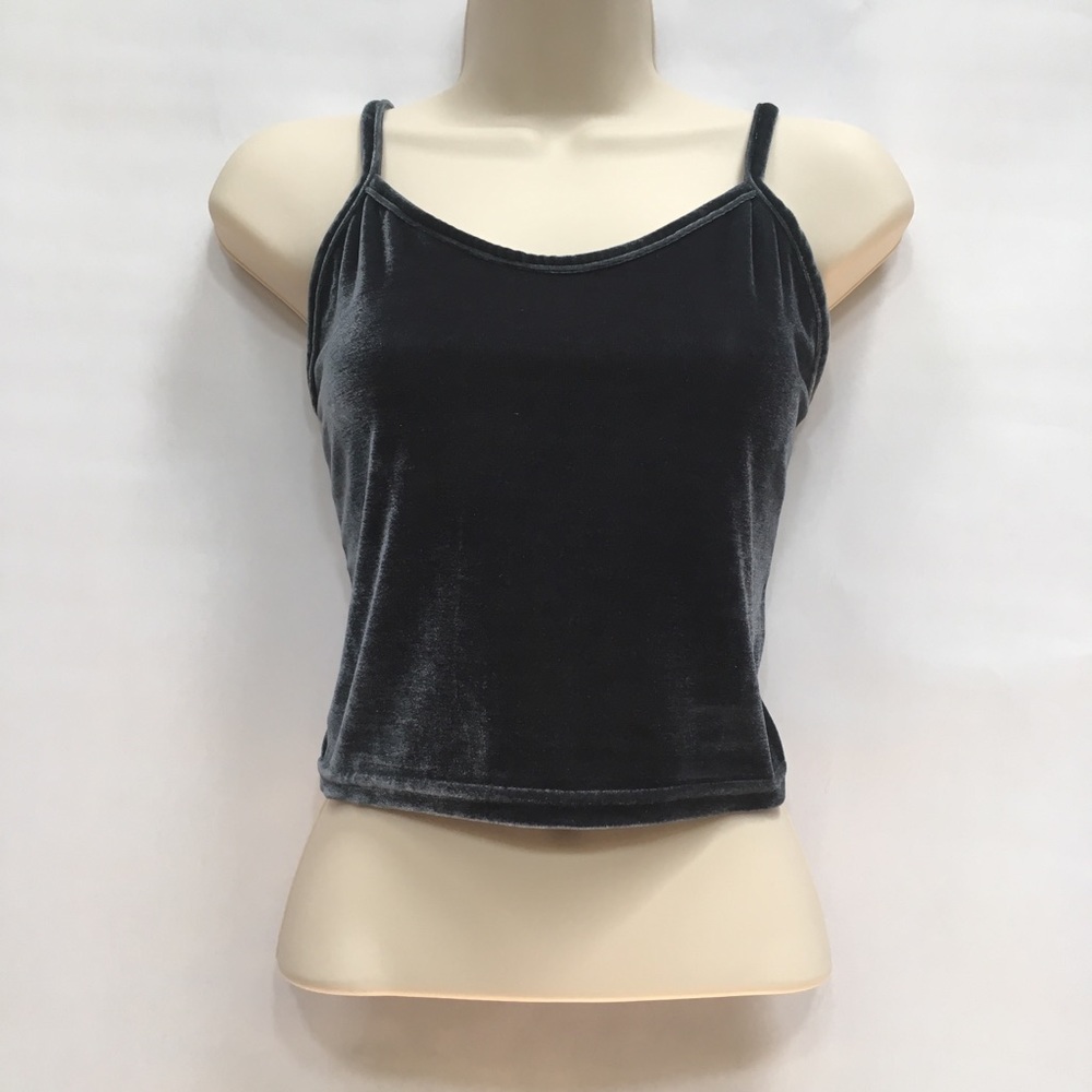 THE HANGER VELVET CROP STRAP TANK TOP